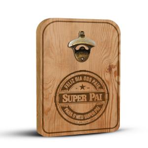 Abridor de Garrafa Madeira Tauari 20 x 25 cm Gravação à Laser Óleo Mineral  Abridor de metal + jogo de parafusos