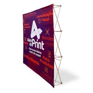 Backdrop compacto Tecido Oxford com Estrutura Retrátil 230x230cm 4x0   Acompanha bolsa de transporte em TNT com fecho em zíper e alça