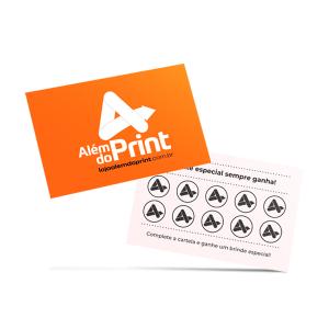 Cartão Fidelidade Couchê 300g 8,8 x 4,8 cm Impressão offset em escala CMYK Verniz Total Frente  