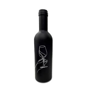 Kit Garrafa de vinho Plástico e Liga de Zinco 6,1 x 23cm Preto com Impressão em DTF UV   Acompanha Case em formato de garrafa. 1 Saca-Rolhas/Abridor de garrafas. 1 Bico Dosador. 1 Anel Corta Gotas.