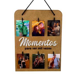 Painel de fotos MDF e Acrílico 30 x 40cm    impressão de 6 fotos